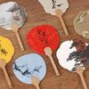 Blank Rice Paper Fan Unfinished Graffiti Fan Decorative Fan Round Craft Fan