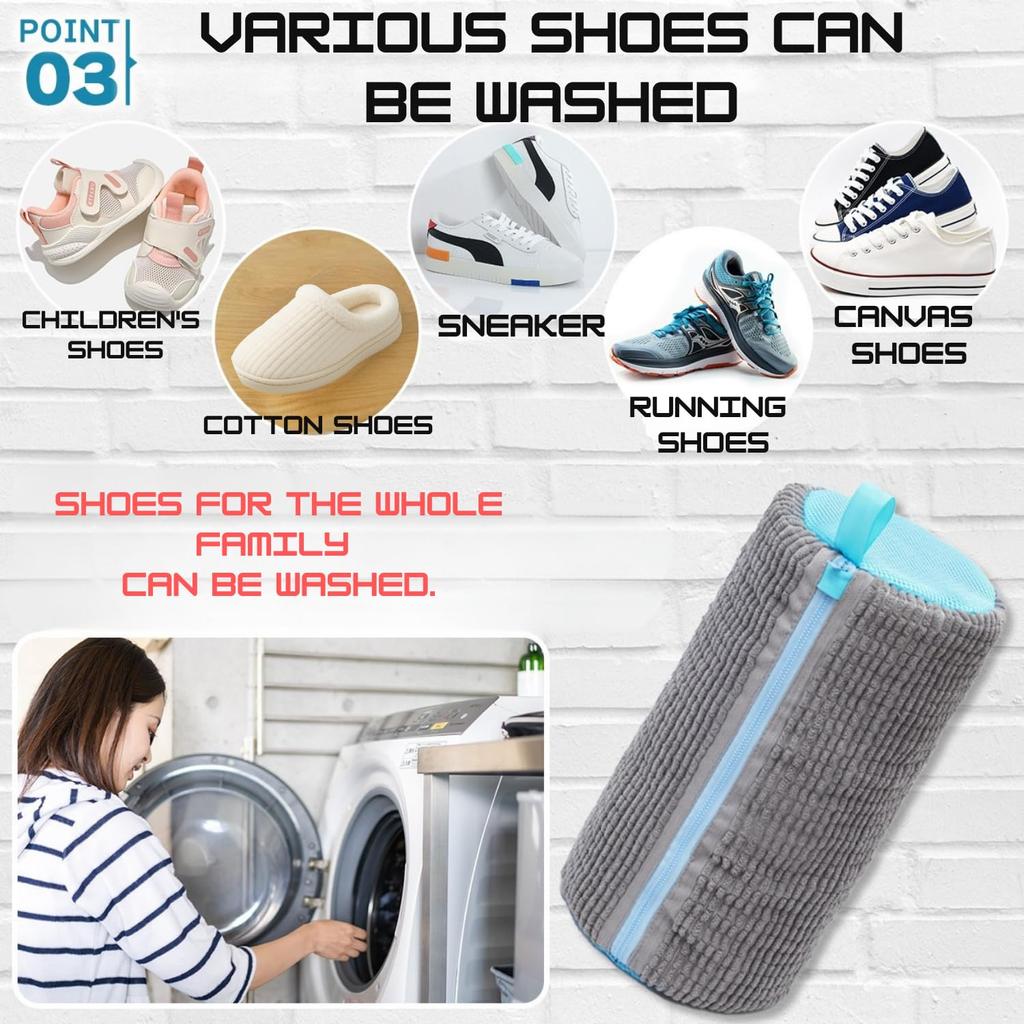 HINACO Schuhwaschnetz für Sneaker und Indoor- und Authentic-Grau 2 Schuhe, Trommel-Wäsche, Langlebig, Formstabil, (Blaue Taschen)