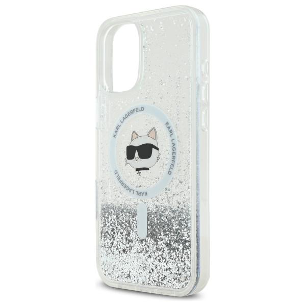 Karl Lagerfeld Klhmp16Slgchsgh Iphone16 6.1 Hardcase Transparent Liquid Glitter Choupette Head Magsafe