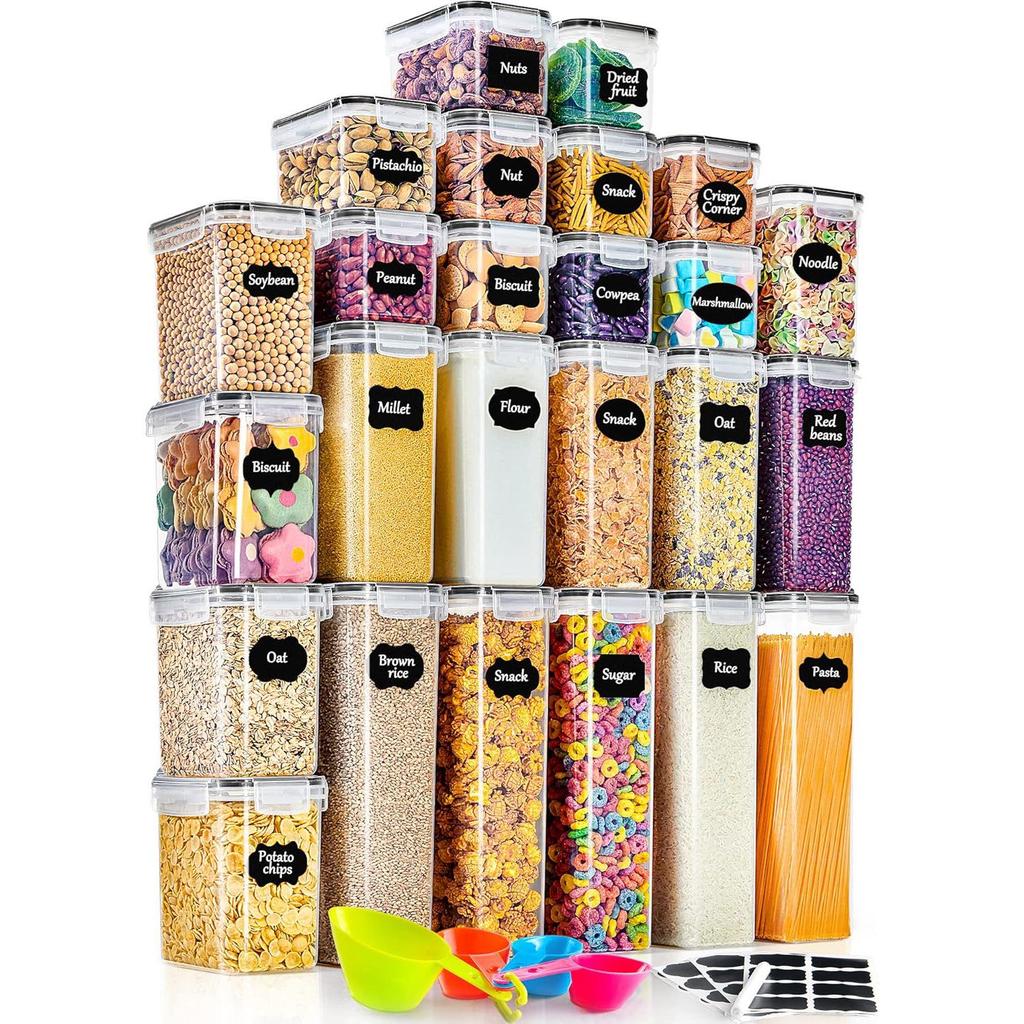 8-Piece Airtight Plastic Storage Jar Set for Whole Grains, Small Square Containers, PP Material