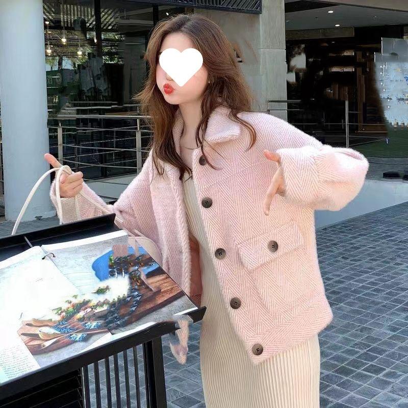 

Осенне-зимняя женская короткая куртка из искусственного норкового флиса, женская блузка, куртка из золотистого норка, подходящая ко всему XXXL розовый