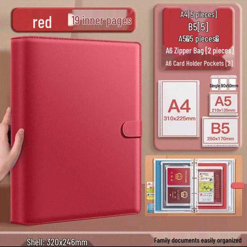 Portable Family Document Organizer: Loose-leaf, Multifunctional, Transparent, Large-Capacity Album for Birth Certificates & Household Records.