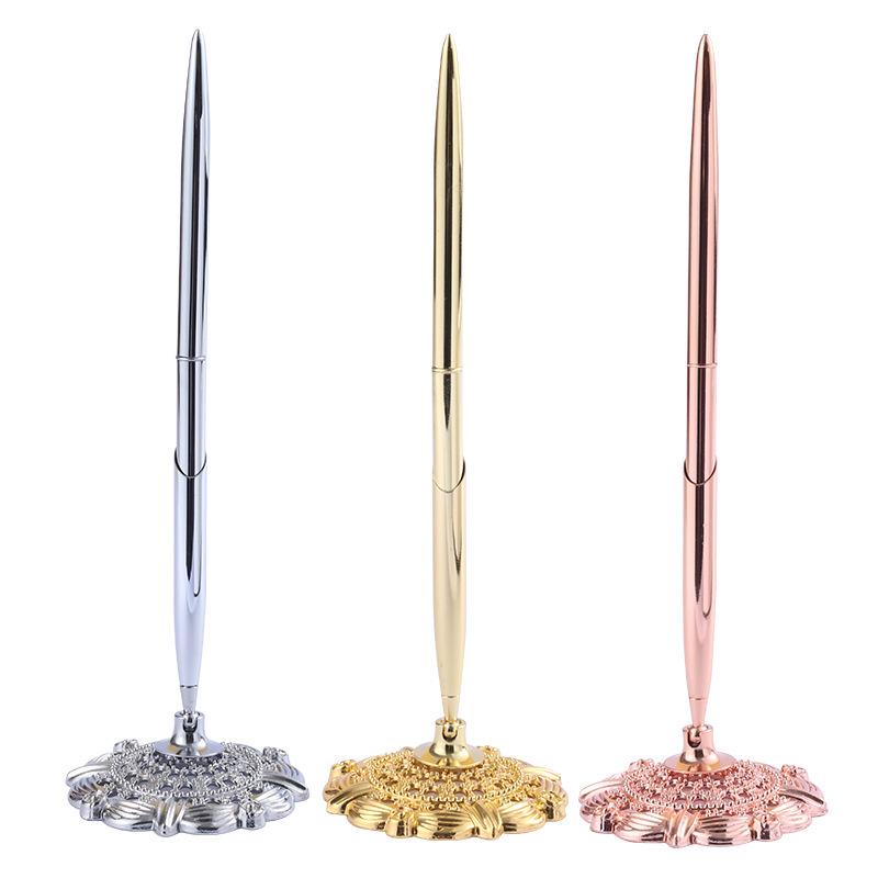 Plum Blossom Metal Anti-Lost Ballpoint Pen for Desk or Reception with Custom Logo.