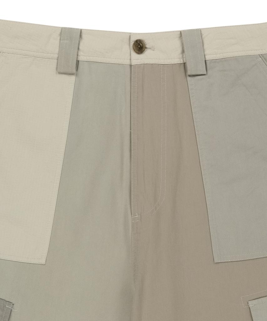 Mattengkim Patchwork Cargo Bermuda Pants For Men In Beige