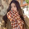 Black and white plaid scarf women's autumn and winter imitation cashmere couple warm scarf thousand bird grid versatile fringed shawl
