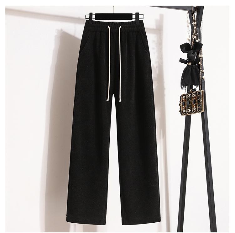 

Dimanaf 2025 Осень Батал Брюки Харлен Новые Женские Вельветовые Модные Свободные Плиссированные Винтажные Брюки M чёрный