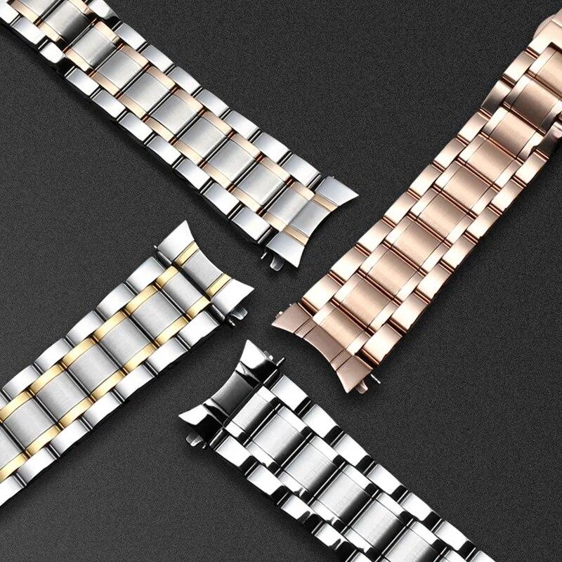 5 Pointer Solid Stainless Steel Strap 12/13/14/15/16/17/18/19/20/21/22/23/24mm Butterfly Buckle Men Women Metal Watch Band