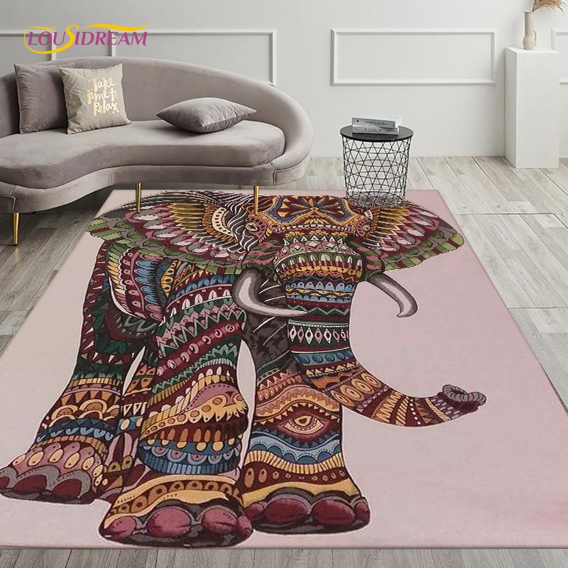 Covor de covor elefant drăguț cu bule de suflare de neon pentru sufragerie, decorare dormitor, preș bucătărie, baie, covoraș anti-alunecare