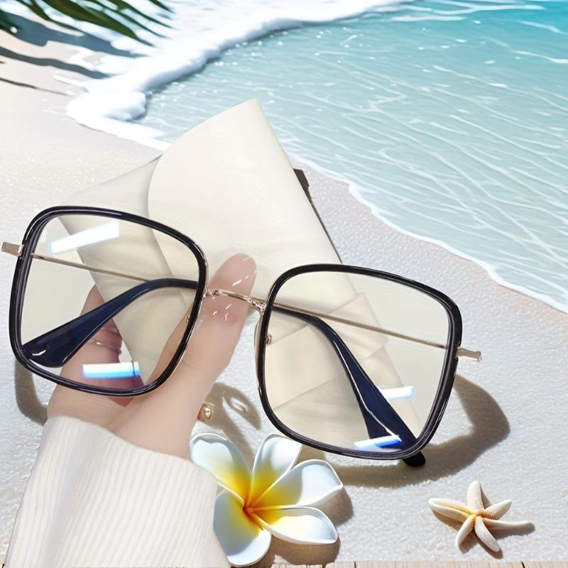 Stylish Square Full-Rim Glasses with Clear Blue Light Blocking Lenses Perfect for Daily Use Office and Study