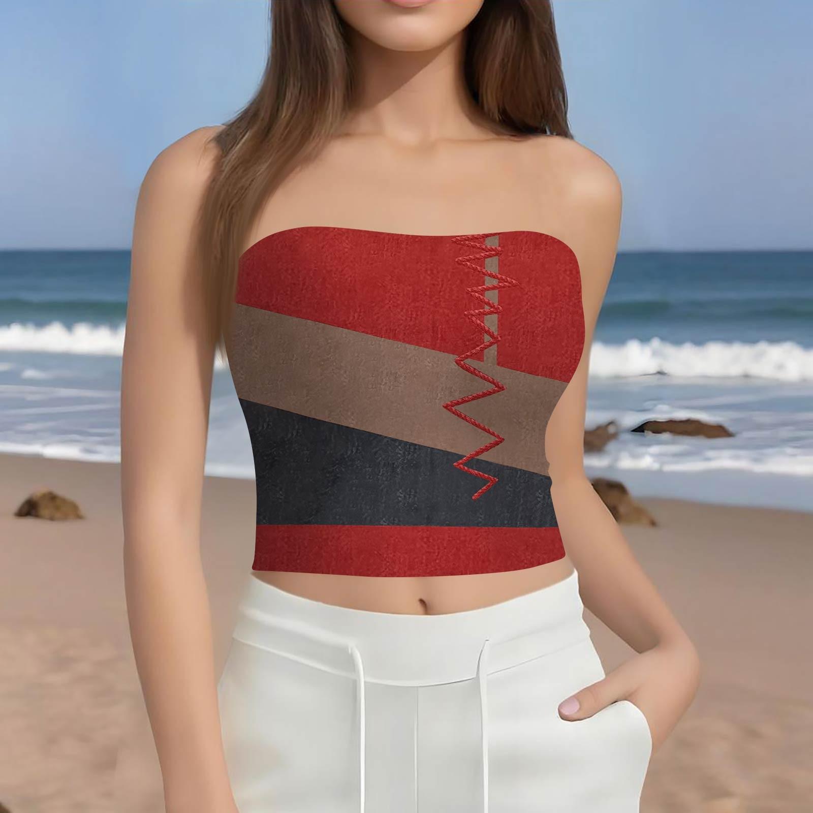 

Кроп-топи для жінок сексуальний камзол майка літній топ-труба без рукавів з принтом майка жилет XL червоний