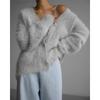 Womens Oversized Knit Cardigan Sweater V-Neck Long Sleeve Soft Warm Fall Winter Loose Fit Casual Outerwear