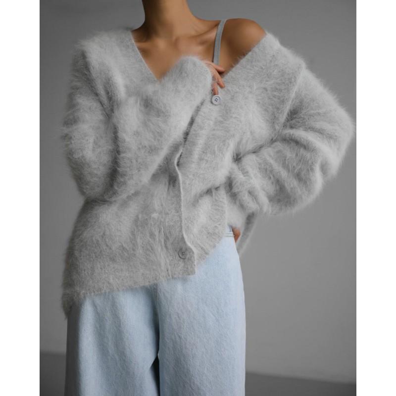Womens Oversized Knit Cardigan Sweater V-Neck Long Sleeve Soft Warm Fall Winter Loose Fit Casual Outerwear
