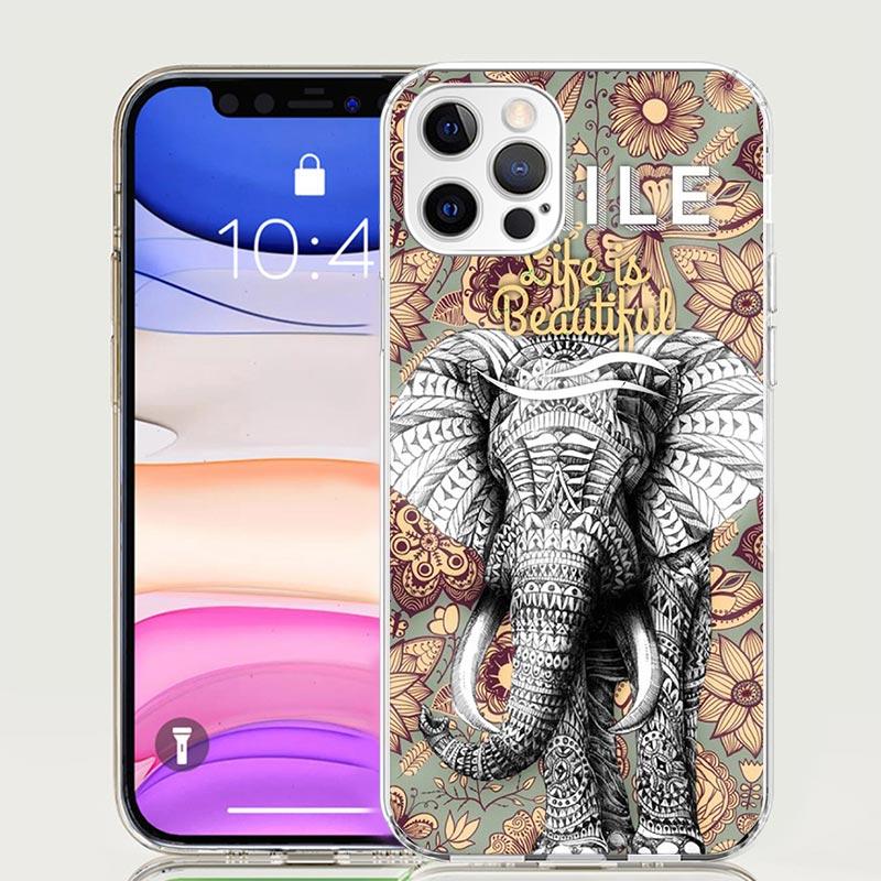 Elephant Mandala Aztec Phone Case For iPhone 17 Air 16 15 Plus 11 14 Pro Max 13 Mini 12 7 8 + SE Pattern Art Customized Cover 17