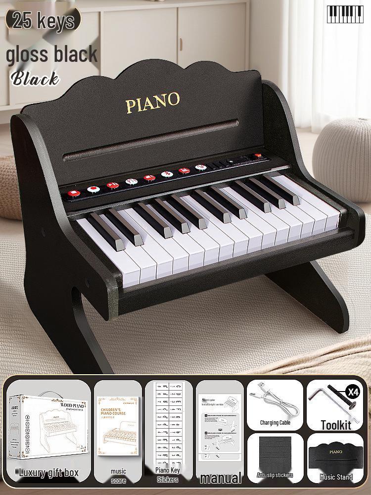 Children's Wooden Toy Piano: Beginner Electronic Keyboard for Boys & Girls, Infants, Toddlers - Ideal Birthday Gift.