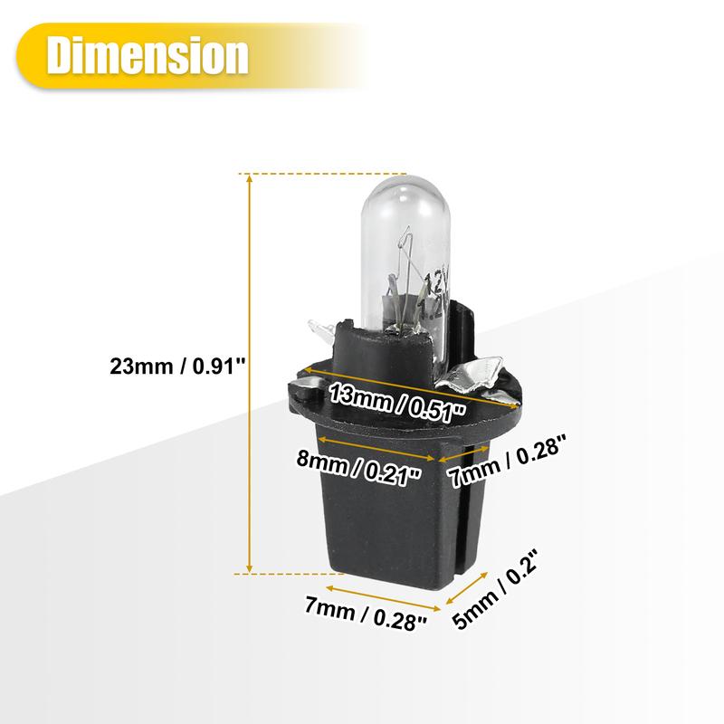 X Autohaux 5/10PCS T5 Auto Internal Universal Dashboard Light DC12V 1.2W Bulb Yellow Interior Lighting Car Replace Accessories