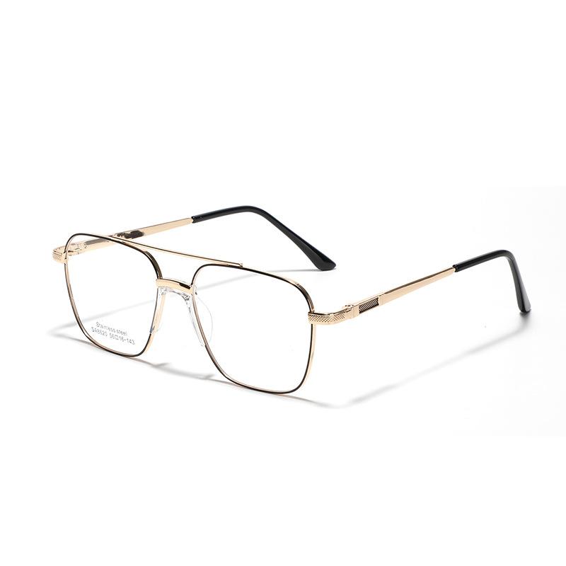 

Очки, Двойная оправа из металла, квадратная оправа, мужские, простые, седельные, с плоскими носовыми упорами, женские золотой