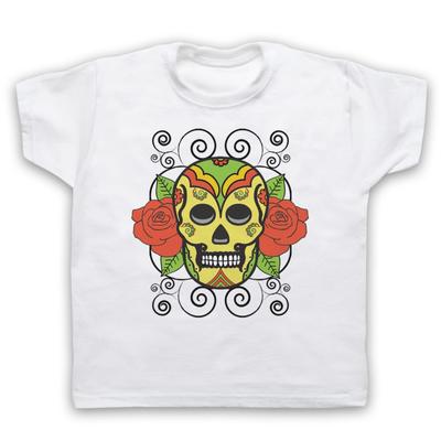 T-shirt Enfant Motif Crâne et Roses Graphique Tatouage
