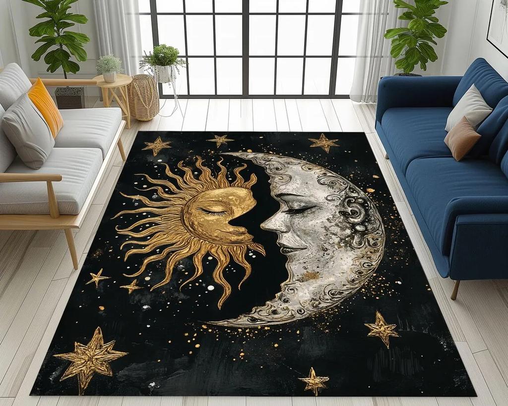 Gothic Sun and Moon Pattern DoorMat, Non-slip Floor Mat, Suitable for Living Room, Bedroom, Bathroom, Holiday Home Decoration