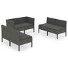 Vidaxl 6-Cz. Garden Lounge Set, Cushions, Grey, Rattan PE