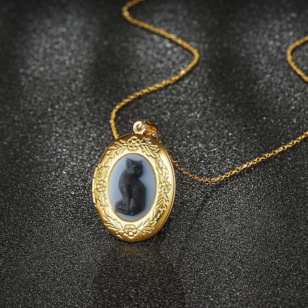 Gothic Cat Pendant Necklace For Women With Stainless Steel Chain Elegant Retro Jewelry Gift