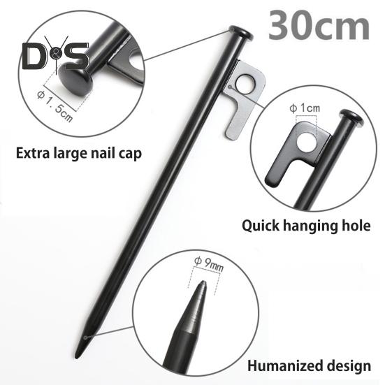 5Pcs 20/30/40CM 9MM Tent Stake Heavy Duty Multi-functional Outdoor Garden Yard Camping Tarp Canopy Windproof Ground Spike Metal Tent Peg