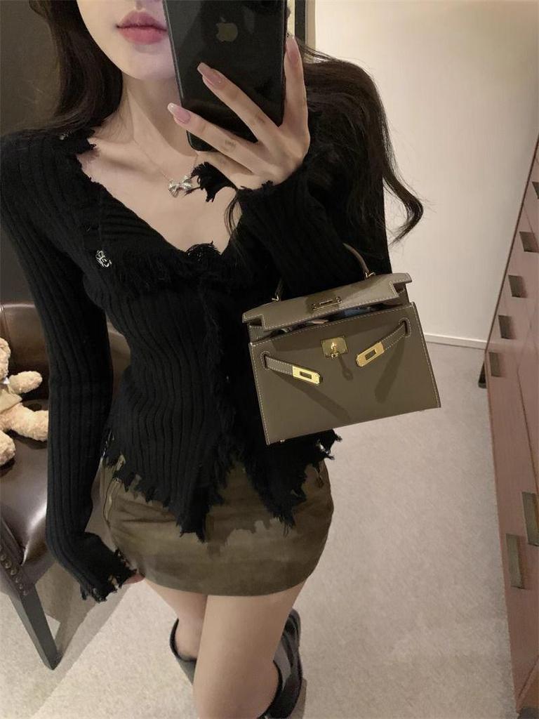 Women's Irregular Bodycon Knit Sweater - 2025 Spring/Autumn Long Sleeve Top