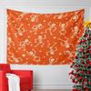 Dancing Skeletons on Orange Background Pattern Wall Hanging Tapestry Decorative Tapestry Home Decor for Bedroom and Living Room