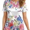 Colorful Floral Pattern 3D Digital Printing Women's Fashionable Round Neck Short Sleeved T-shirt