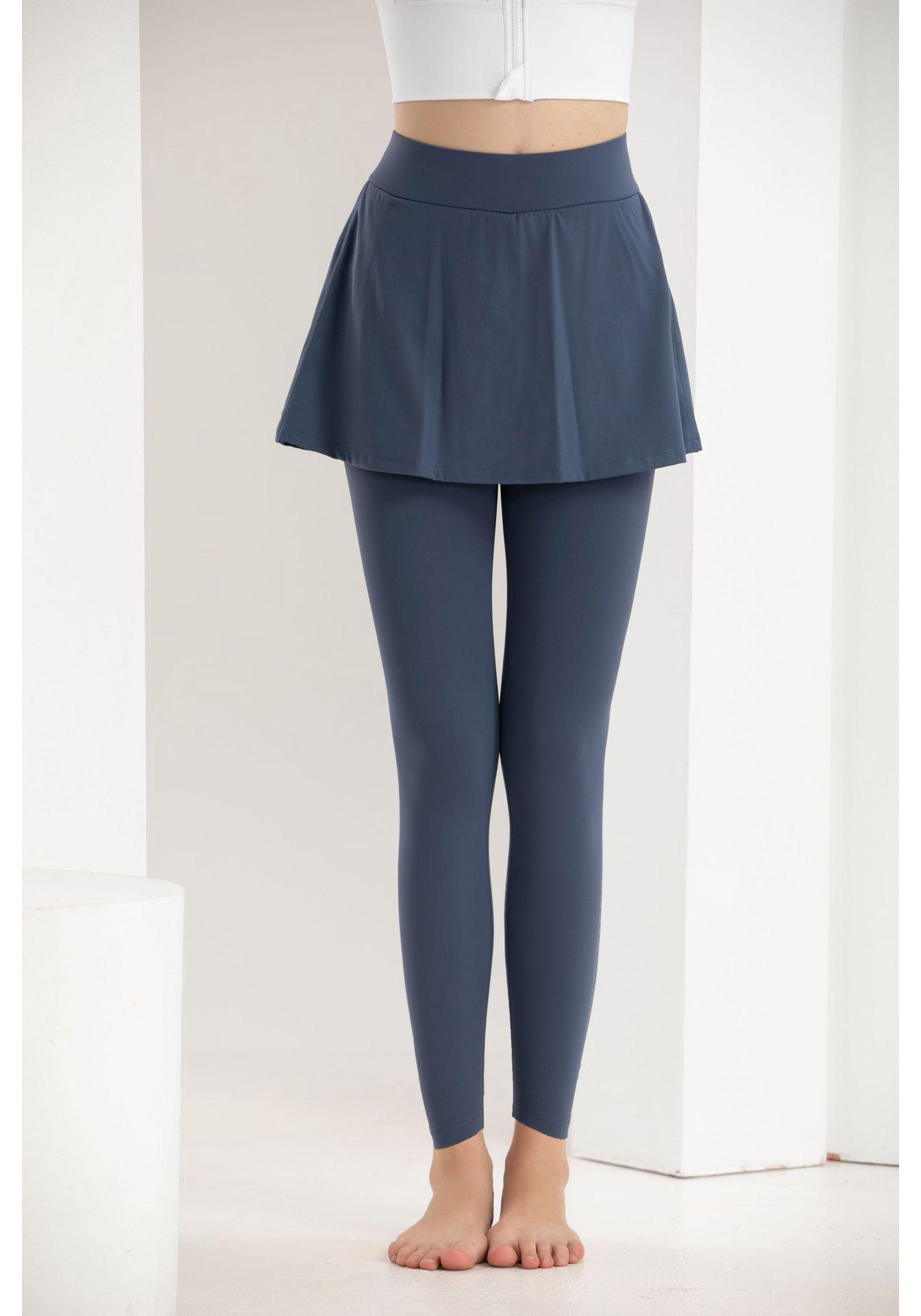 Women s High-Waisted Elastic Yoga Skirt-Pants: Anti-Exposure Two-Piece Look for Running and Sports Medium