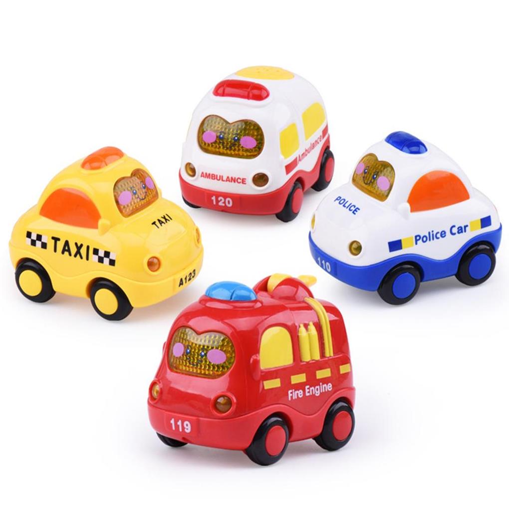 4pcs Friction Driven Car Toy Set Playing Props Model Playthings Music Playing Children Cars Toys Festival Gift