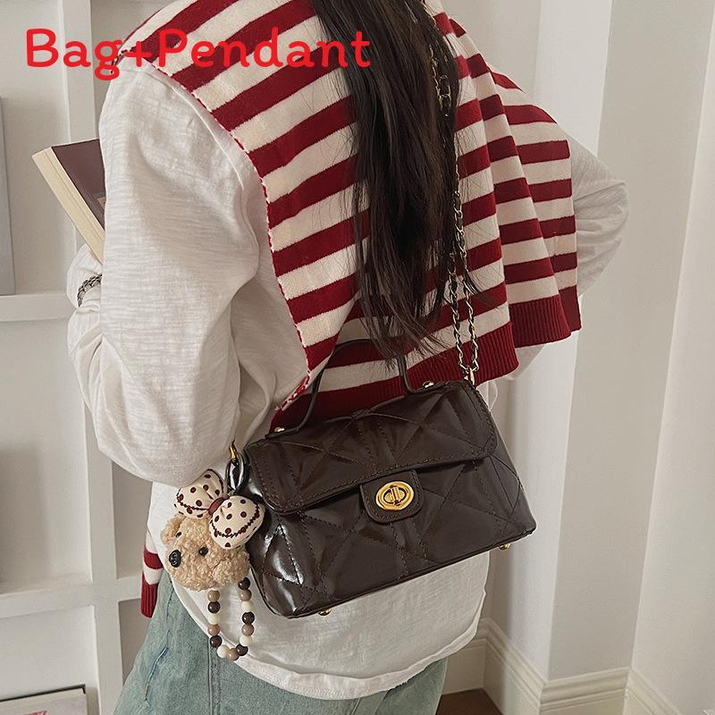 Pu Chain Strap Square Bag With Zipper Pocket For Daily Wear