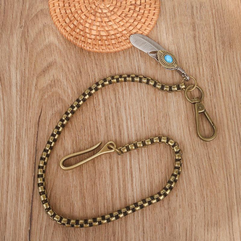 

Feather trouser chain, simple retro street metal hook, feather hipster accessories, European and American wallet chain.