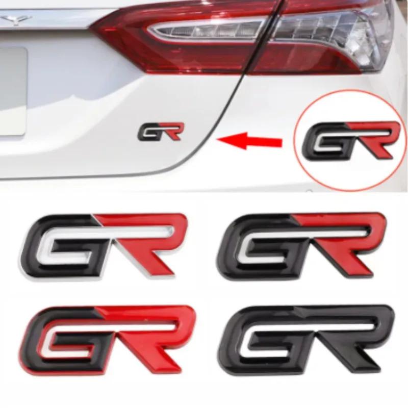 ADE1 3D Metal GR Car Front Grille Emblem Badge Rear Trunk Sticker Decal For Toyota GR Gazoo Sport C-HR RAV4 Mirai Avensis Prado Prius