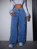 High-Waisted Butterfly Print Casual Jeans