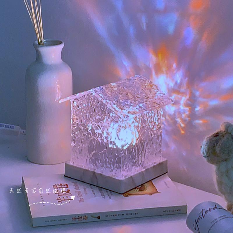 

Ночной светильник с водной рябью, романтическая творческая атмосфера, настольная лампа для спальни, 3 цвета, украшение для каюты, подарочный светильник