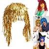 Cosplay Disco Wig Foil Tinsel Shiny Party Hat Adults Metallic Cosplay Supplies Funny Atmosphere Festive Decoration
