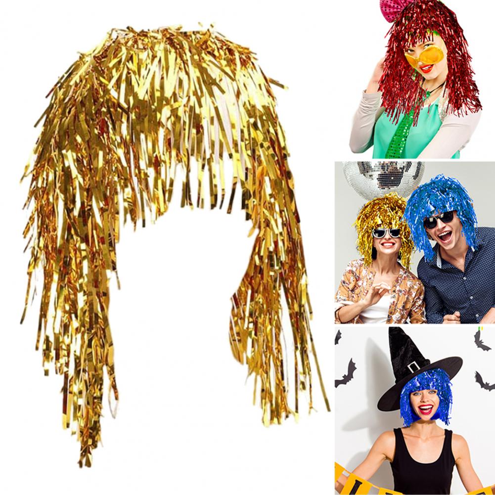 Cosplay Disco Wig Foil Tinsel Shiny Party Hat Adults Metallic Cosplay Supplies Funny Atmosphere Festive Decoration