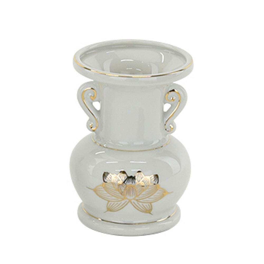 [Hasegawa Buddhist Altars] Buddhist Altar Accessories Flower Vase, Ceramic Flower Vase, White Gold Lotus, 4.5 Y