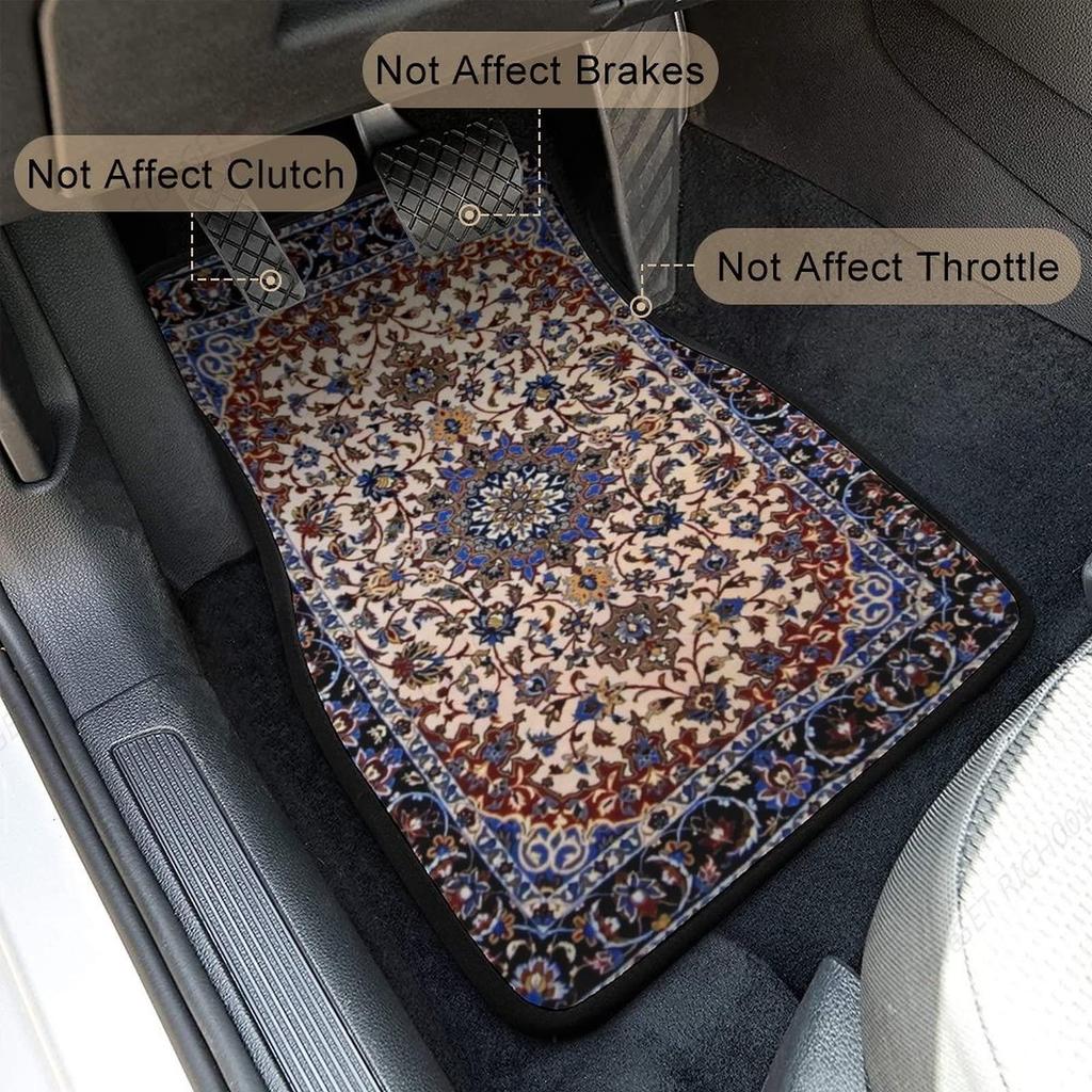 Antique Persian Pattern, Blue Oriental Carpet 4 Pieces Car Floor Mats Car Carpets Full Sets Universal Fit for SUV, Vans Trucks
