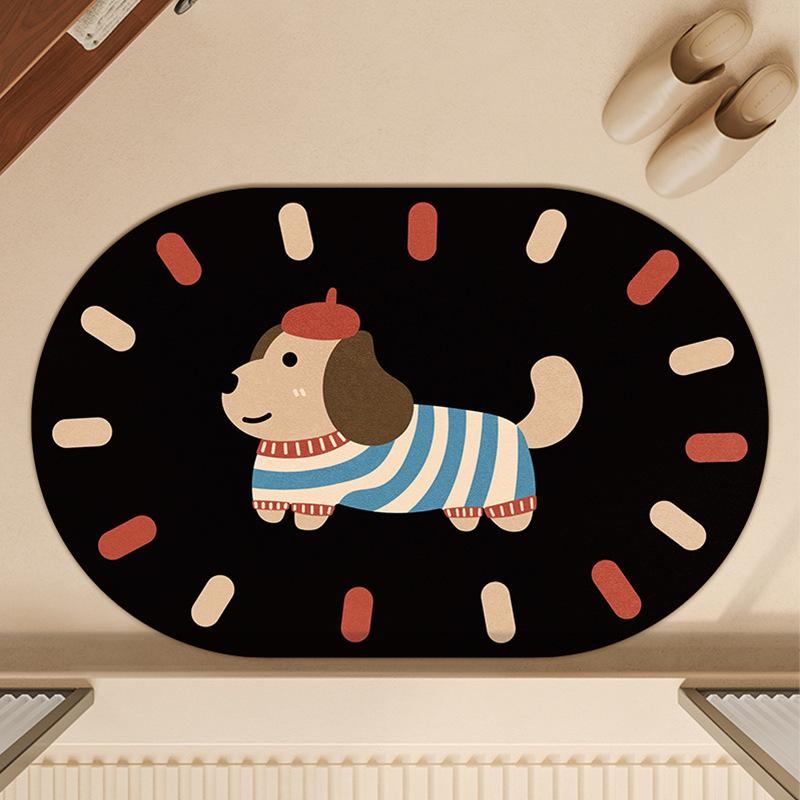 Cartoon Dog Bathroom Floor Mat, Special Diatom Mud For Bathroom, Water-Absorbing Non-Slip Foot Pad, Dirt-Resistant And Quick-Drying Ground At The