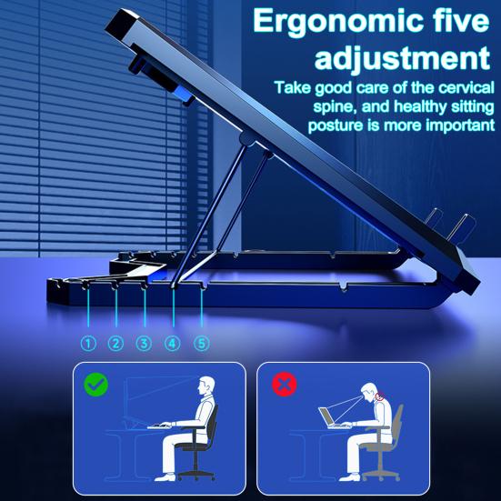 Laptop Cooling Pad with 8 Cooling Fans Height Adjustable Strong Airflow Low Noise USB Powered Laptop Cooler Stand Notebook Cooler