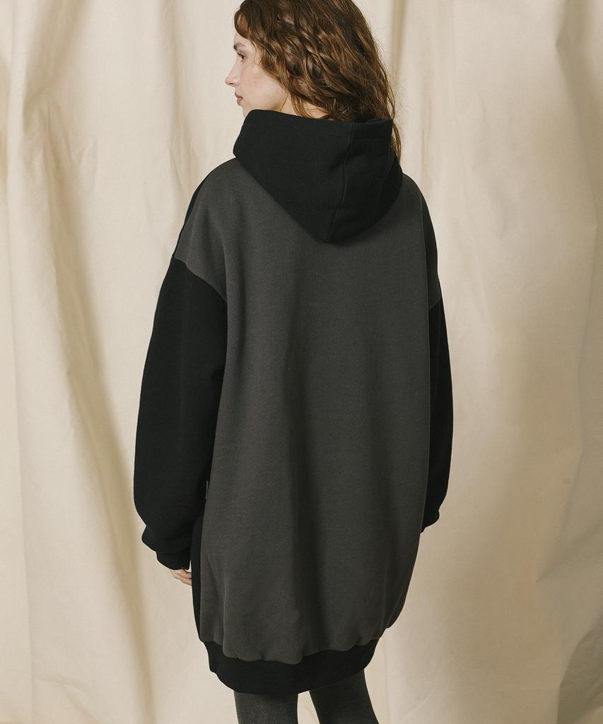 Between A And B Soft Warm Hooded Dress [Black]
