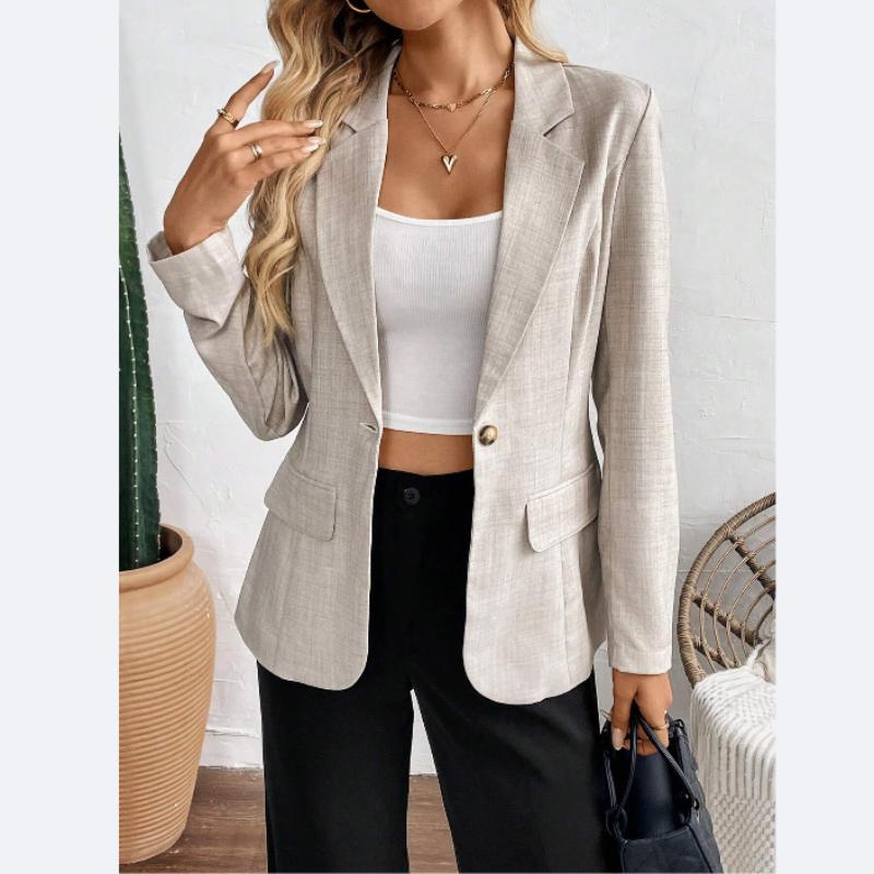 Blazer Feminino de Primavera com Manga Longa - Jaqueta Elegante e Slim para o Escritório
