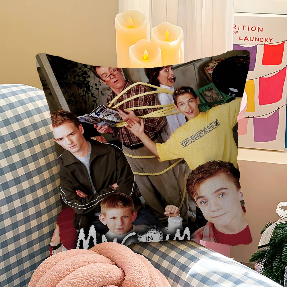 M-Malcolm In The Middle Pillow Covers Cartoon Sofa Decorative Home Double-sided Printing Short Plush Cute Cushion Cover