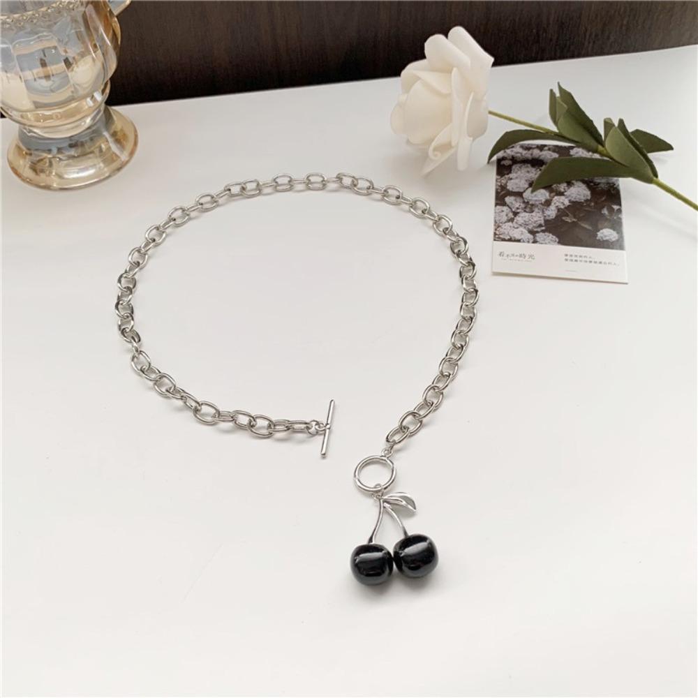 Fruit Black Cherry Necklace Zinc Zinc Alloy Collar Chain Accessories Red Cherry Bracelet Banquet