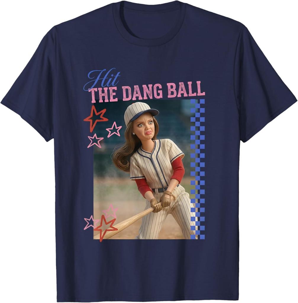 Hit The Dang Ball Funny Baseball Mom Softball Doll Face Meme T-Shirt