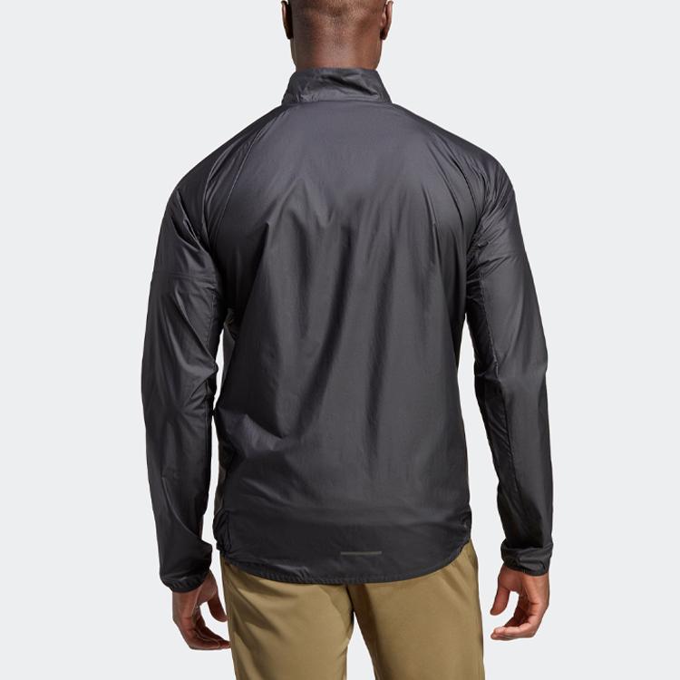 Adidas Mt Wind Jacket Solid Color Logo Stand Collar Zip-Up Outerwear Men Outerwear Black HM4031