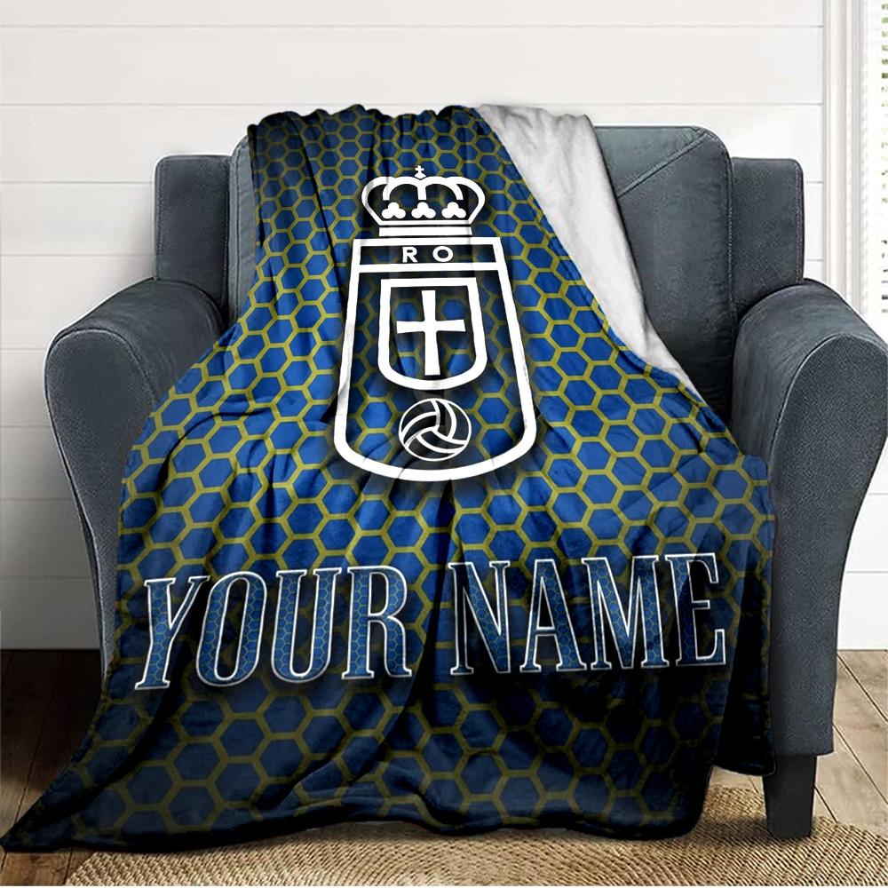 Name Custom Real Oviedo Print Flannel Blanket High Quality Warm Comfortable Cover for All Seasons Perfect for Gifts Home Decor