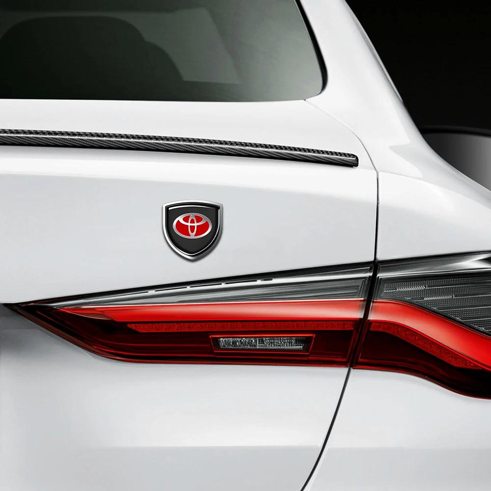 Car Styling 3D Meta Auto Door Shield Emblem Car Body Badge 3D Sticker For Toyota Corolla Yaris Chr Auris RAV4 Land Cruiser Camry