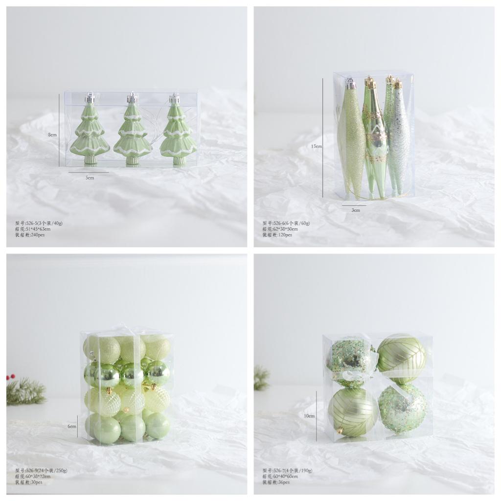 6/8/10cm Green Christmas Ball Ornaments Set, Unique Shapes Shatterproof Hanging Decor for Xmas Tree Home Party, Family Children